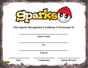 Sparks Recognition Certificate
