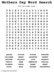 Mothers Day Word Search