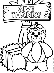 Give Thanks Bear Coloring Page